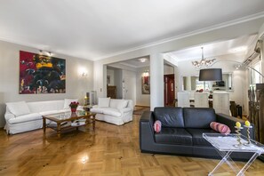 Apartment | Living area | Flat-screen TV - Class Style& Elegance 3' walk to the Sea (Palaio Faliro)