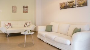 Apartment | Living area | Flat-screen TV - All about white 150 meters from metro (Athens)