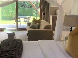 Phòng Deluxe, sân hiên | 1 phòng ngủ, bộ trải giường bằng vải cotton Ai Cập 