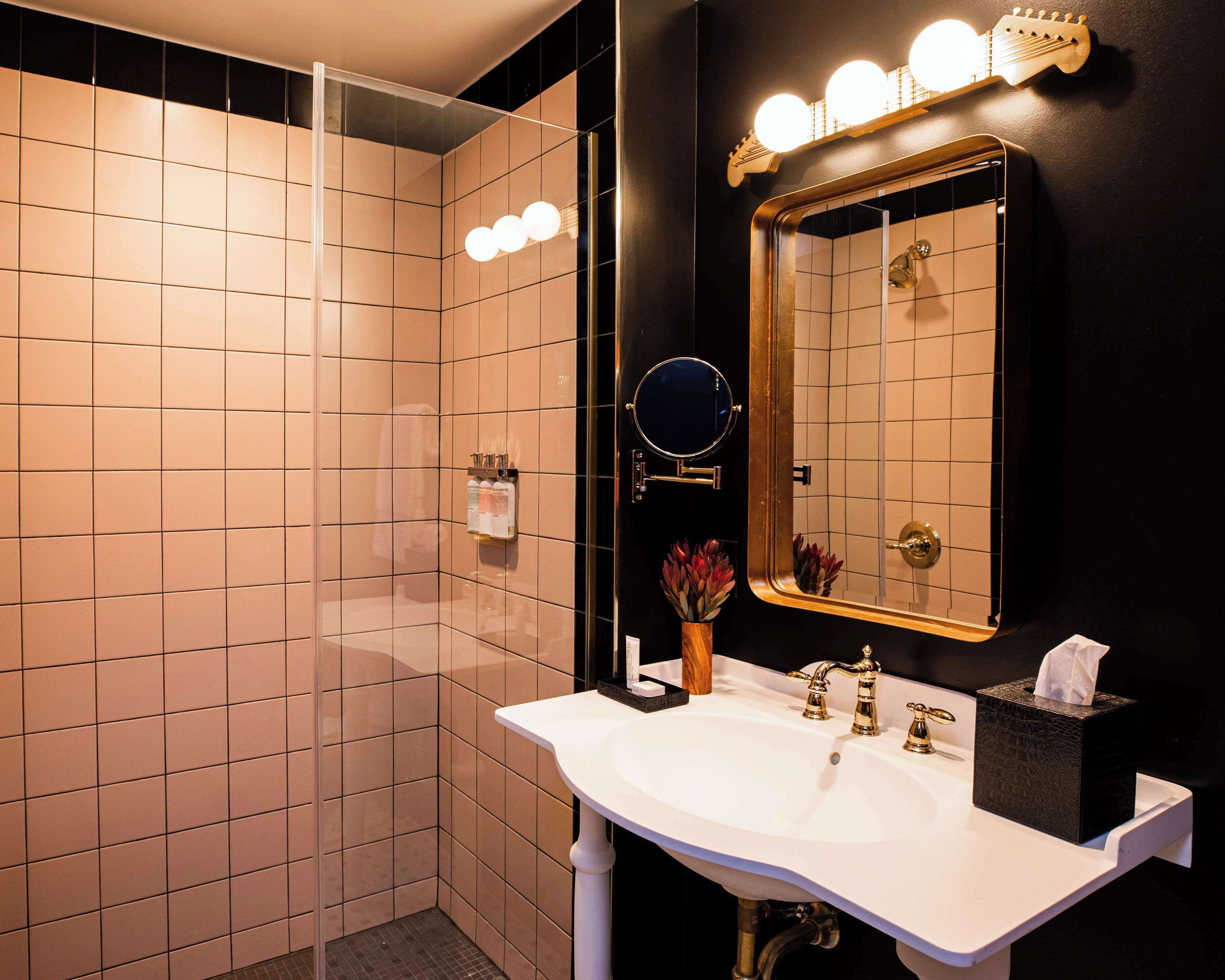 combined shower/bathtub, free toiletries, hair dryer, towels