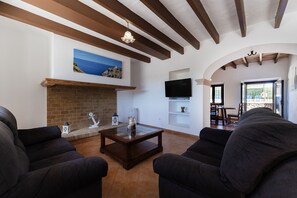 TV, fireplace
