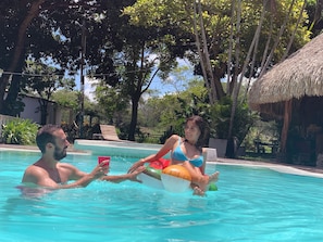 Outdoor pool, pool loungers