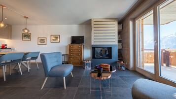 TV, fireplace, DVD player
