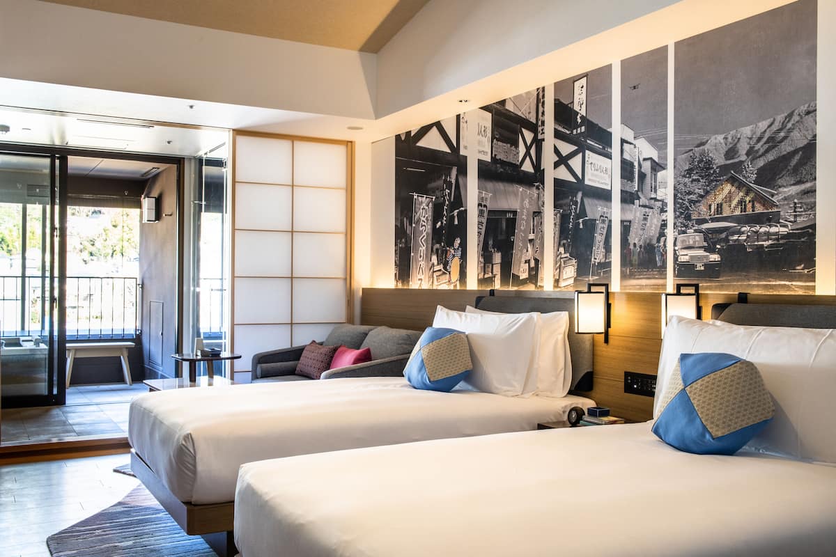 standard room, 2 single beds, river view (private hot spring) | 1 bedroom, down duvets, minibar, in-room safe