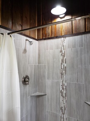 Shower, towels, toilet paper