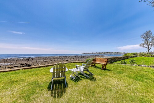 Inviting oceanfront home with fireplace, firepit, & views from every room