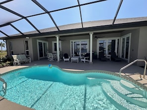 Outdoor pool, a heated pool - EPIC VIEWS! HUGE DOCK! Direct Salt Water Access - Water Front & Peaceful (Cape Coral)