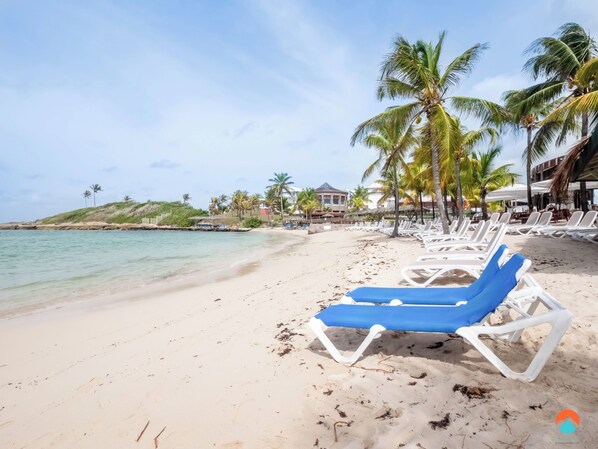 Sun-loungers, beach towels