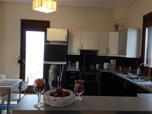Villa, 2 Bedrooms | Private kitchen | Fridge, oven, stovetop, coffee/tea maker - Luxury Villa Thea (Volos)