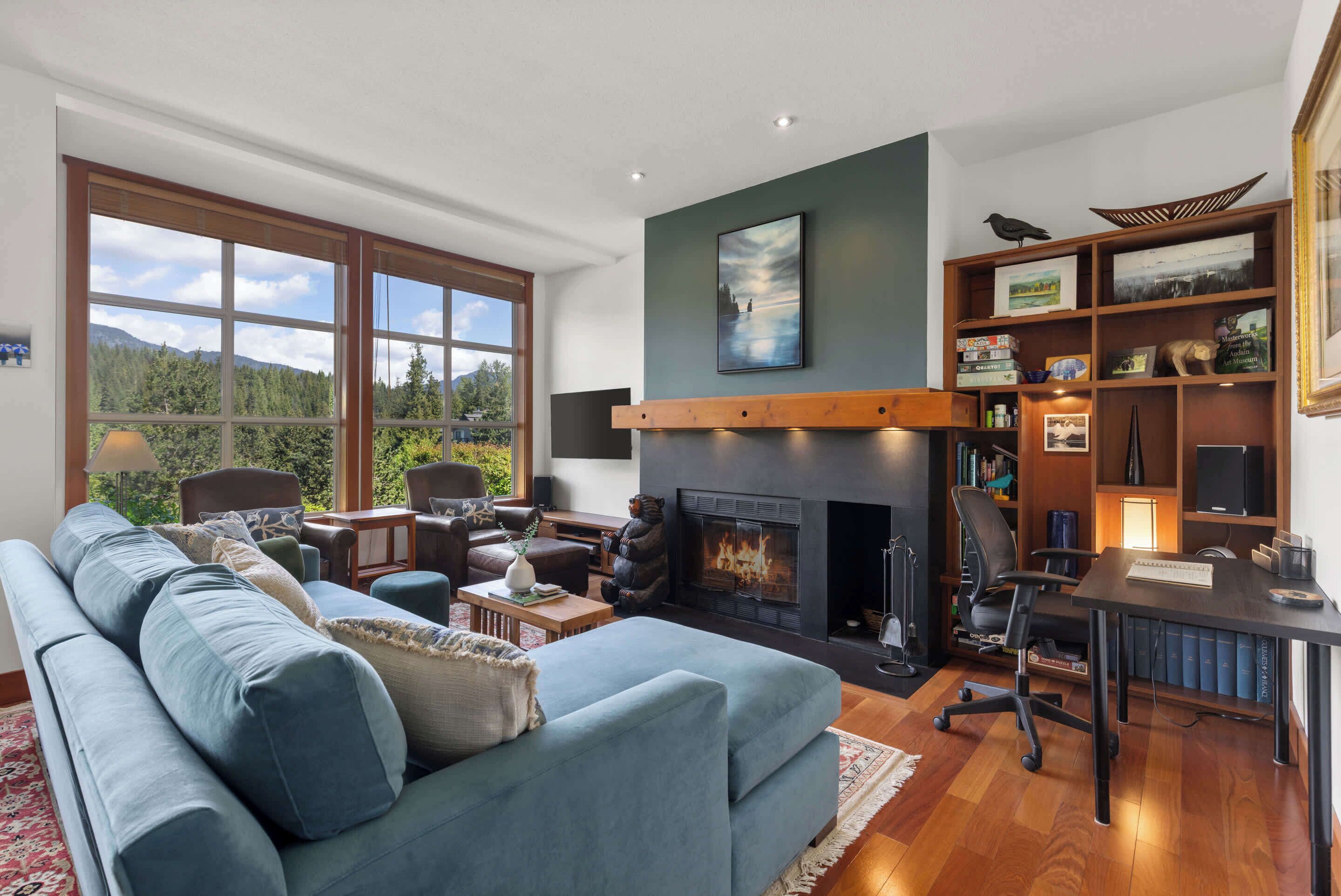 TV, fireplace, offices