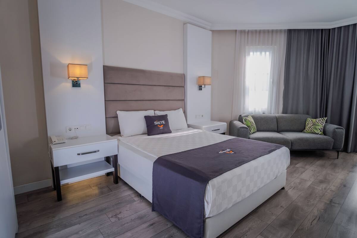 Habitación doble | Minibar, caja de seguridad en la habitación y escritorio