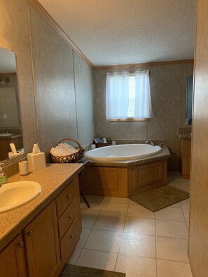 Hair dryer, towels, toilet paper