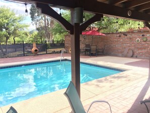 Seasonal outdoor pool, open 9:00 AM to 7:00 PM, pool umbrellas - Historic Valle Verde Ranch (Tubac)