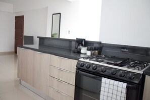 Comfort Apartment, City View | Private kitchen
