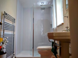 Bathtub, hair dryer, towels, soap