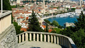 A coastal cityscape with a marina, historic buildings, and a prominent tower. - Close to Znjan beach, spacious studio with balcony (Split)