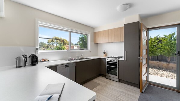 Fridge, microwave, oven, dishwasher