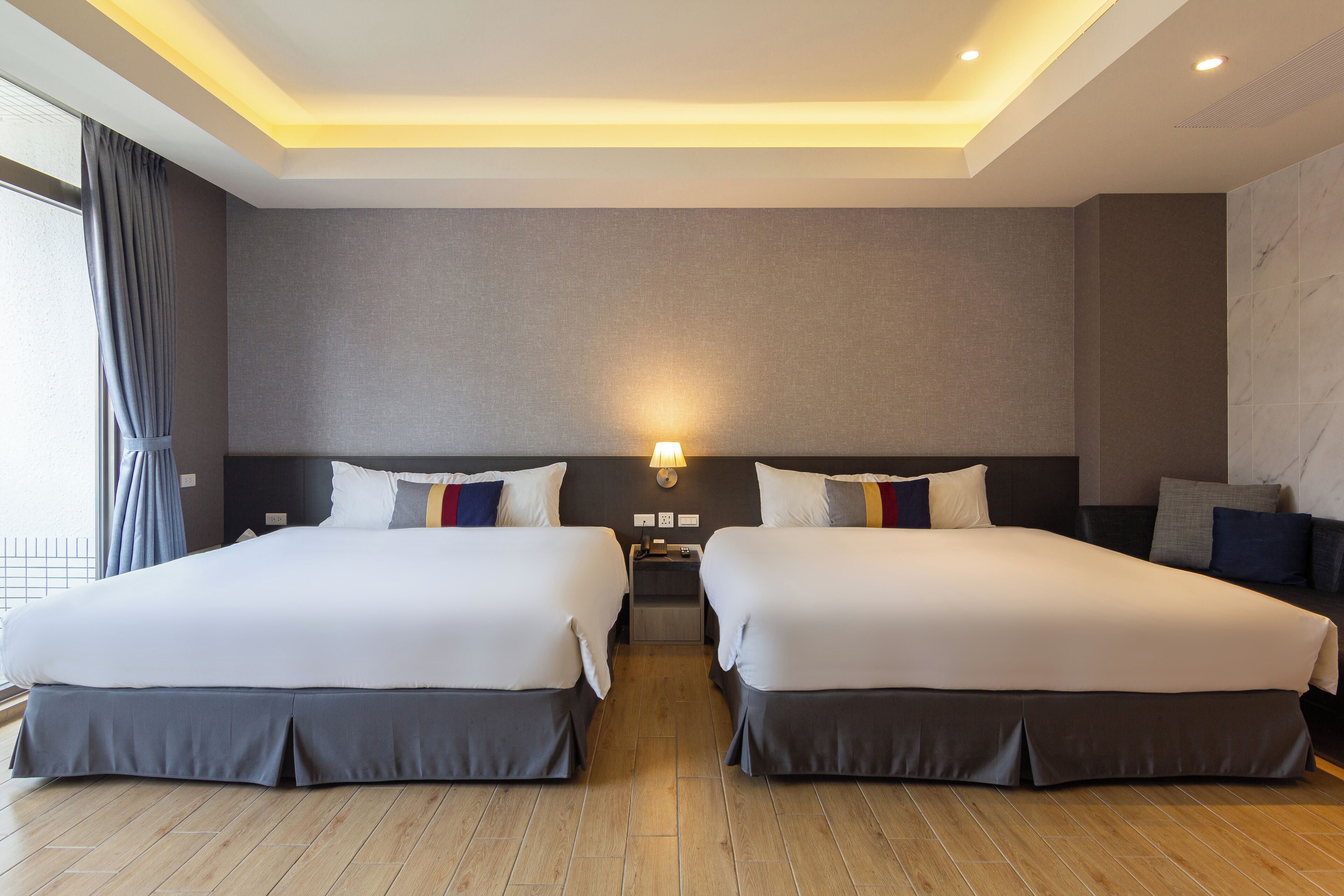 deluxe quadruple room, 2 queen beds | 1 bedroom, in-room safe, desk, free wifi