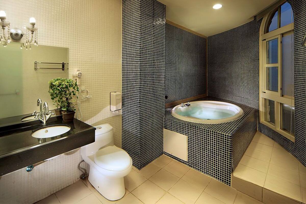 vip double room | bathroom | shower, hair dryer, towels, shampoo