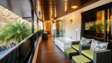 Royal 3-Bedroom Jacuzzi & Steam Villa with Party Lounge | Living area | TV