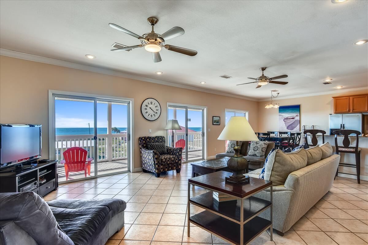 Flat-screen TV, DVD player