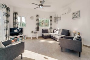 TV, DVD player, books