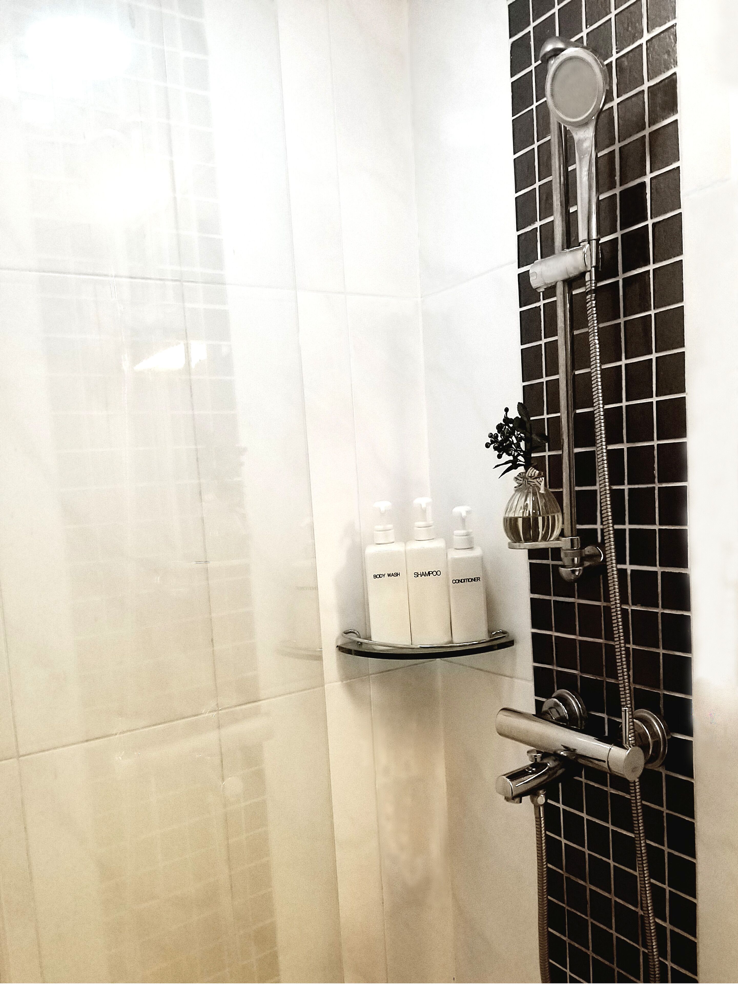 shower, free toiletries, hair dryer, slippers