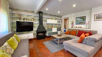 Télévision, cheminée