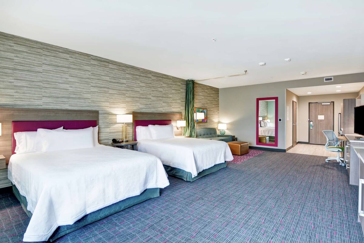 studio, 2 queen beds, accessible (roll-in shower) | in-room safe, desk, laptop workspace, blackout curtains