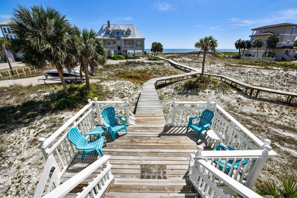 Terrace/patio - This spectacular beach home is the perfect home away from home for your family and friends. (St. George Island)