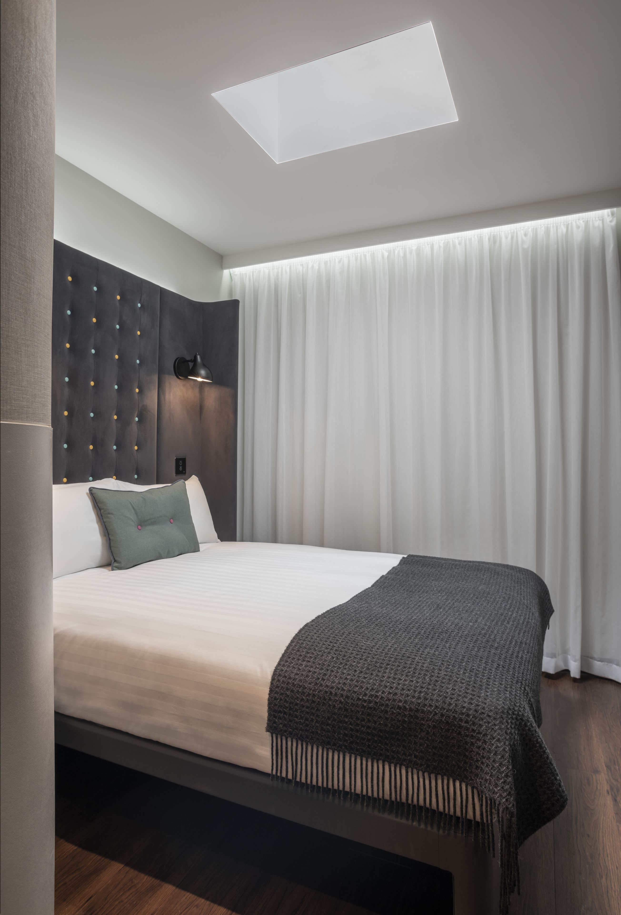 cosy double with sky light without windows | in-room safe, desk, laptop workspace, blackout curtains