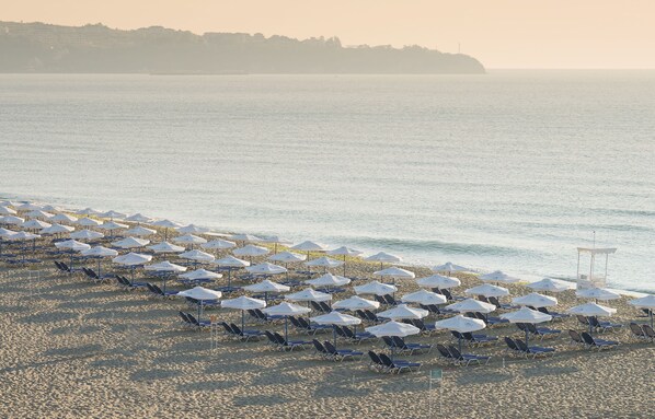 Beach nearby, sun loungers, beach umbrellas