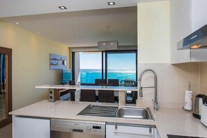 Fridge, microwave, oven, dishwasher