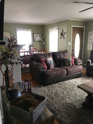 Smart TV, chimenea, reproductor de DVD y libros 