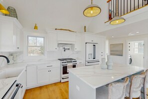 Fridge, microwave, oven, stovetop - Newly built, bayview house steps from the beach with spacious deck, W/D & grill (North Eastham)