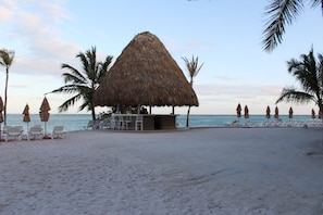 On the beach, beach towels
