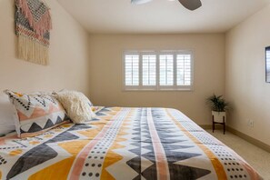 2 bedrooms, desk, iron/ironing board, travel cot