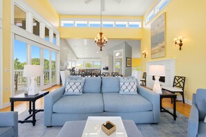 Flat-screen TV, fireplace, DVD player