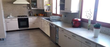 Fridge, microwave, oven, dishwasher