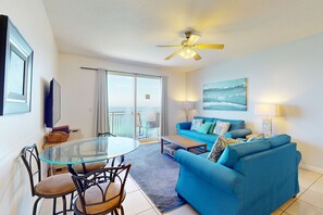 TV, DVD player, video library