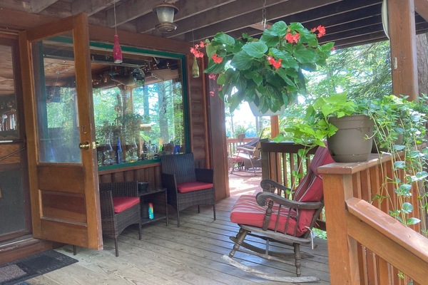 Enchanted Loon B&B entryway to bar and upper deck.