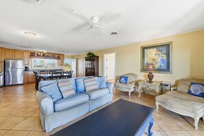 Flat-screen TV, DVD player, stereo