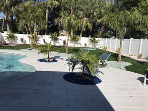 Outdoor pool, a heated pool - Comfortable Beach Cottage w/Pool & Awesome Backyard, just steps to Beach (Indian Rocks Beach)