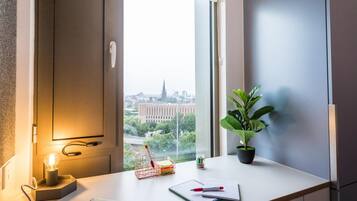 Desk, free WiFi, bed sheets