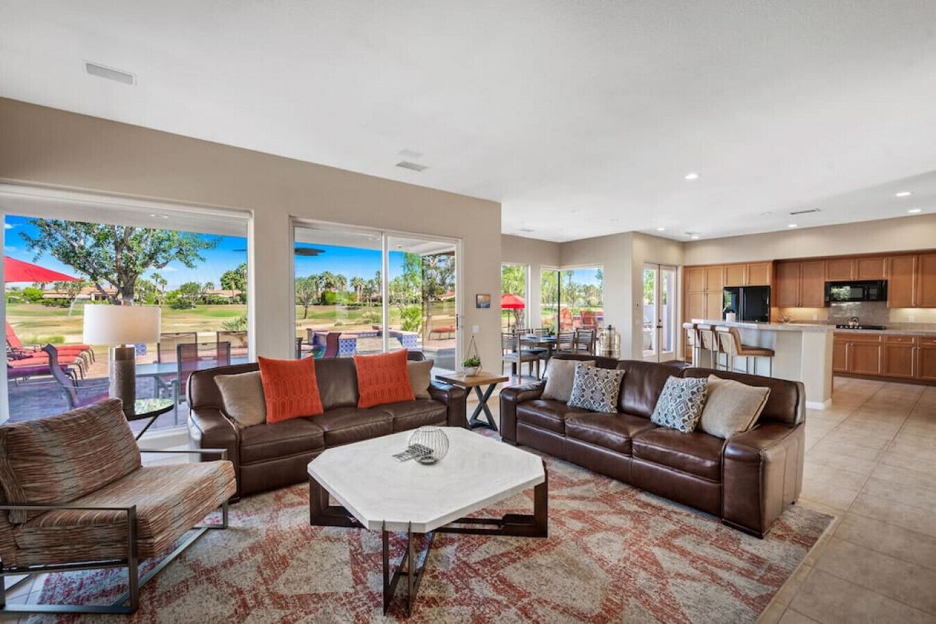 TV, fireplace, books, stereo