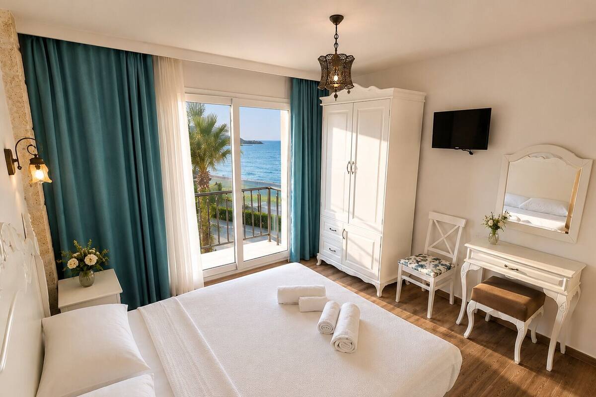 Double Room, Sea View | Premium bedding, soundproofing, WiFi (free), bed sheets
