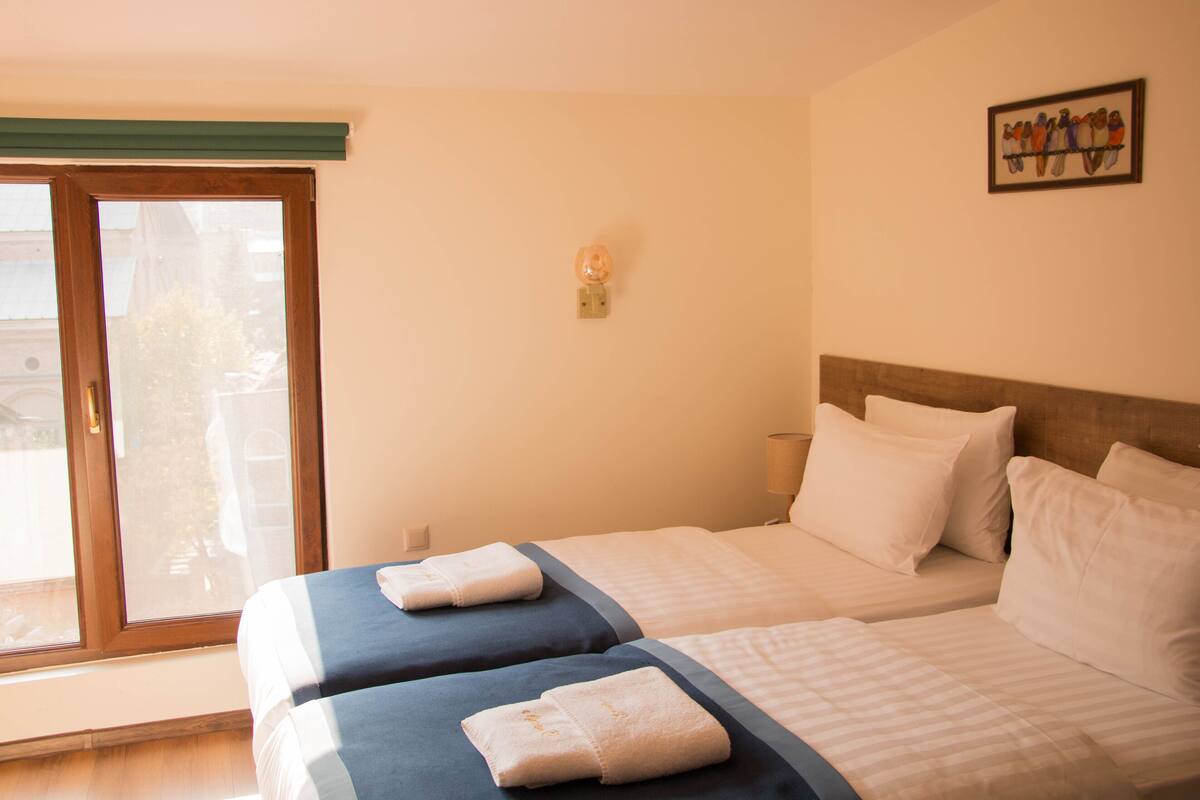 Iron/ironing board (on request), WiFi (free), bed sheets