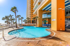 Pool - Stylish Gulf-front condo steps from the beach with resort pool, hot tub & gym (Panama City Beach)