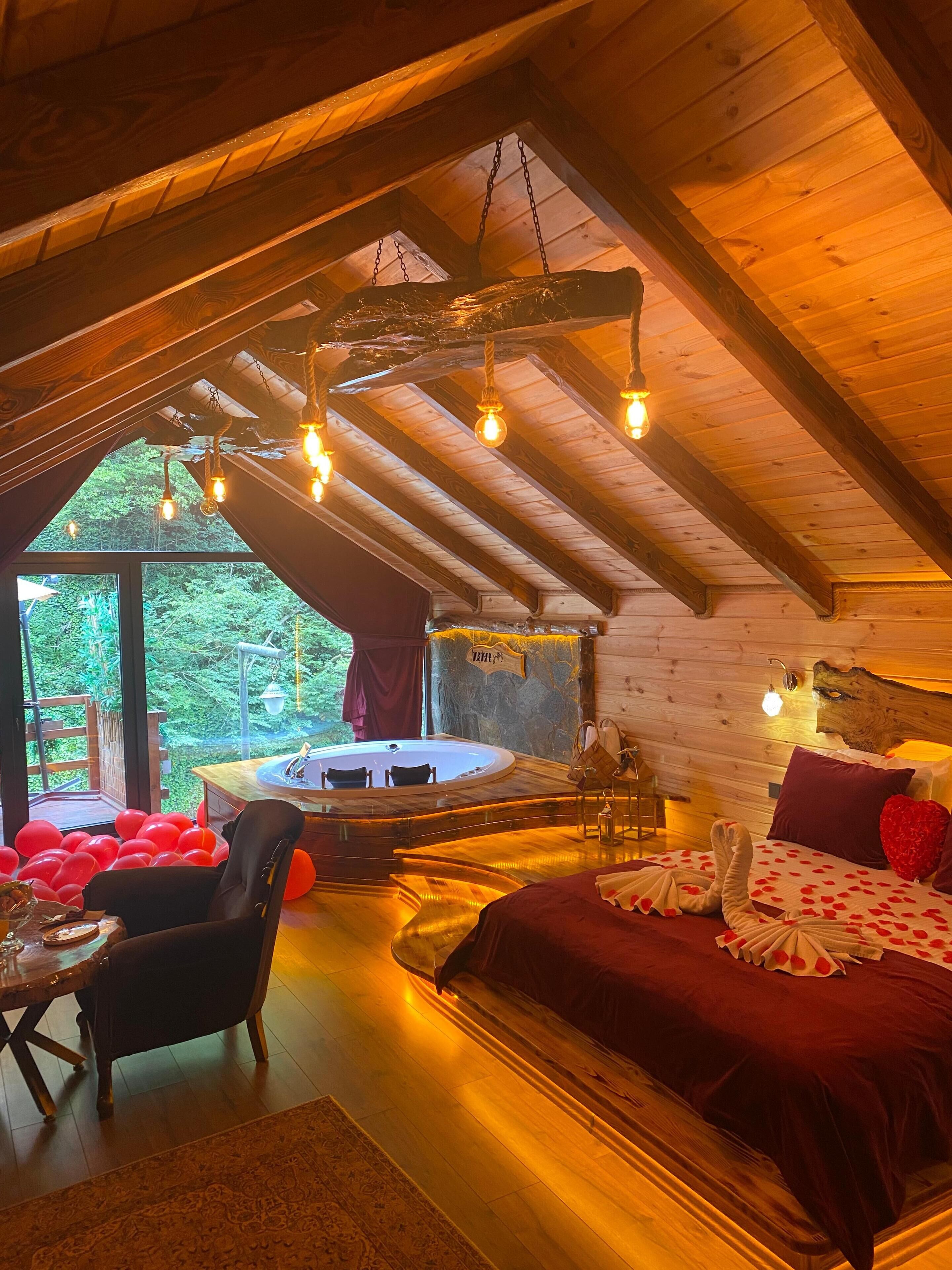 Premium-bungalow, poreamme | 1 makuuhuone, italialaiset Frette-lakanat, ylelliset vuodevaatteet