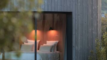 Luxe huisje, uitzicht op heuvels | Luxe beddengoed, pillowtop-bedden, individueel gedecoreerd